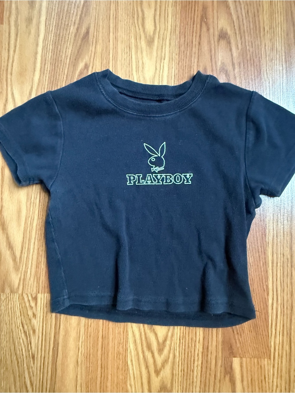 Playboy Cropped Black Logo Tee